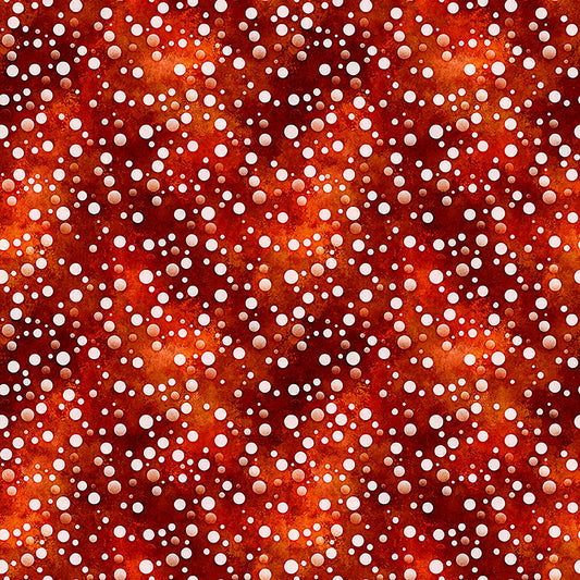 Image of QT Foodies Confetti Dots Cayenne quilting cotton fabric by Morris Creative Group for QT Fabrics. Features polka dots on a red background. Cute Little Fabric Shop.