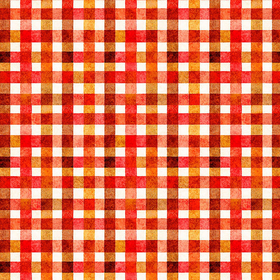 Image of QT Foodies Gingham Red quilting cotton fabric by Morris Creative Group for QT Fabrics. Features gingham on a red background. Cute Little Fabric Shop.