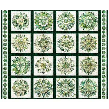 Sylvan Essence Botanical Picture Patches Panel Forest Green Floral Fabric - 32305 - QT Fabrics Quilting Cotton Fabric