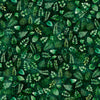 Image of Sylvan Essence Leaf Blender Forest quilting cotton fabric by Morris Creative Group for QT Fabrics. Features leaves on a green background. Cute Little Fabric Shop.