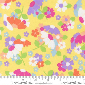 Image of Joysome Flower Fields Sunshine quilting cotton fabric by Corey Yoder for Moda Fabrics. Features flowers on a yellow background. Cute Little Fabric Shop.