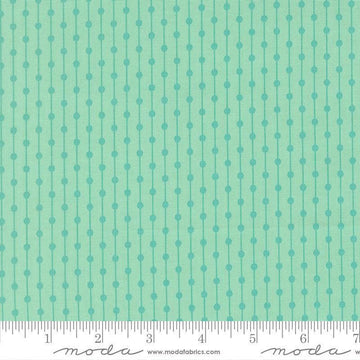 Image of Joysome Jelly Bracelet Seaglass quilting cotton fabric by Corey Yoder for Moda Fabrics. Features stripes and dots on a green blue background. Cute Little Fabric Shop.