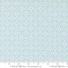 Image of Joysome Sweetly Stitched Frost quilting cotton fabric by Corey Yoder for Moda Fabrics. Features a geometric pattern on a blue background. Cute Little Fabric Shop.