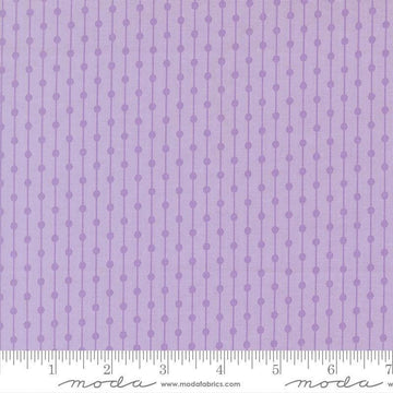 Image of Joysome Jelly Bracelet Wisteria quilting cotton fabric by Corey Yoder for Moda Fabrics. Features stripes and dots on a purple background. Cute Little Fabric Shop.
