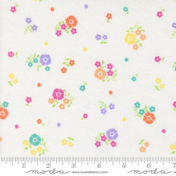 Image of Joysome Hand Picked Cloud quilting cotton fabric by Corey Yoder for Moda Fabrics. Features flowers on a white background. Cute Little Fabric Shop.