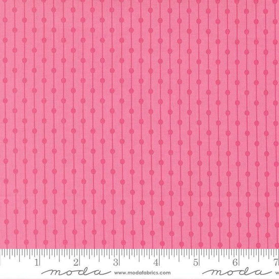 Image of Joysome Jelly Bracelet Petal quilting cotton fabric by Corey Yoder for Moda Fabrics. Features stripes and dots on a pink background. Cute Little Fabric Shop.
