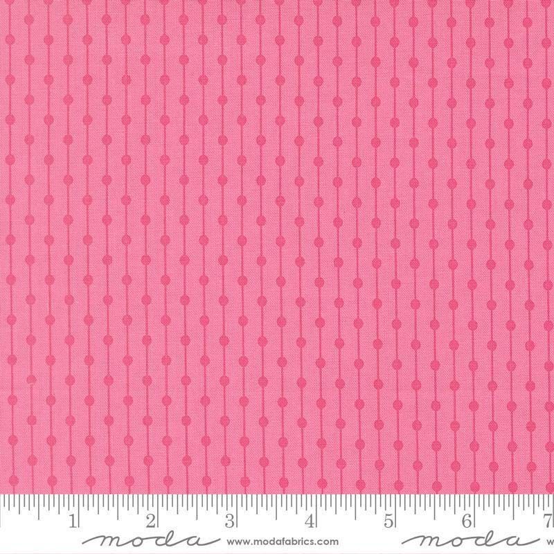 Image of Joysome Jelly Bracelet Petal quilting cotton fabric by Corey Yoder for Moda Fabrics. Features stripes and dots on a pink background. Cute Little Fabric Shop.