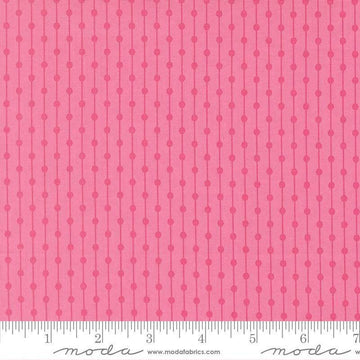 Image of Joysome Jelly Bracelet Petal quilting cotton fabric by Corey Yoder for Moda Fabrics. Features stripes and dots on a pink background. Cute Little Fabric Shop.