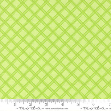 Image of Joysome Charming Check Honeydew quilting cotton fabric by Corey Yoder for Moda Fabrics. Features a geometric pattern on a green background. Cute Little Fabric Shop.
