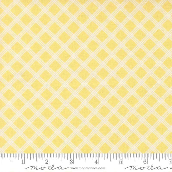 Image of Joysome Charming Check Sunshine quilting cotton fabric by Corey Yoder for Moda Fabrics. Features squares on a yellow background. Cute Little Fabric Shop.