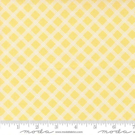 Image of Joysome Charming Check Sunshine quilting cotton fabric by Corey Yoder for Moda Fabrics. Features squares on a yellow background. Cute Little Fabric Shop.