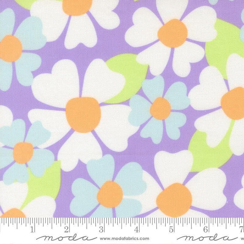 Image of Joysome Large Floral Lavender quilting cotton fabric by Corey Yoder for Moda Fabrics. Features flowers on a purple background. Cute Little Fabric Shop.