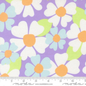 Image of Joysome Large Floral Lavender quilting cotton fabric by Corey Yoder for Moda Fabrics. Features flowers on a purple background. Cute Little Fabric Shop.