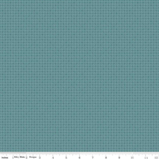 Image of Where the Wild Flowers Area Buttons Wedgewood quilting cotton fabric by Judi Madsen for Riley Blake Designs. Features polka dots on a blue background. Cute Little Fabric Shop.