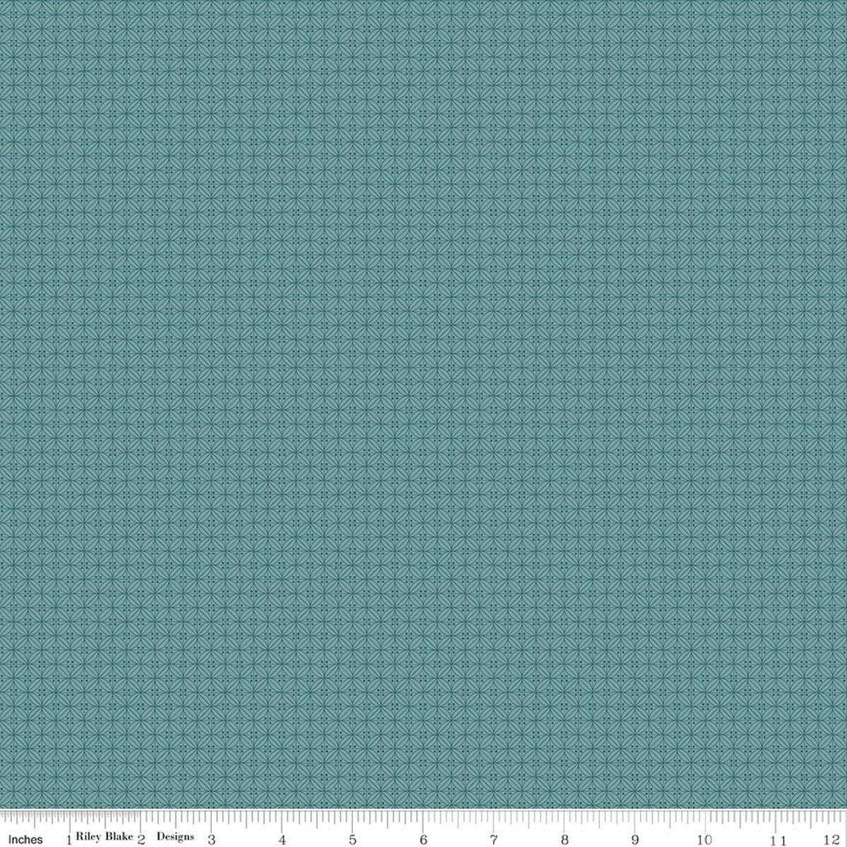 Image of Where the Wild Flowers Area Buttons Wedgewood quilting cotton fabric by Judi Madsen for Riley Blake Designs. Features polka dots on a blue background. Cute Little Fabric Shop.