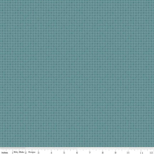 Image of Where the Wild Flowers Area Buttons Wedgewood quilting cotton fabric by Judi Madsen for Riley Blake Designs. Features polka dots on a blue background. Cute Little Fabric Shop.