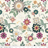 Image of Where the Wild Flowers Area Main Cream quilting cotton fabric by Judi Madsen for Riley Blake Designs. Features flowers on a cream background. Cute Little Fabric Shop.