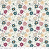 Image of Where the Wild Flowers Area Dance Cream quilting cotton fabric by Judi Madsen for Riley Blake Designs. Features flowers on a cream background. Cute Little Fabric Shop.