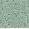 Image of Where the Wild Flowers Area Whimsy Sage quilting cotton fabric by Judi Madsen for Riley Blake Designs. Features flowers on a green background. Cute Little Fabric Shop.