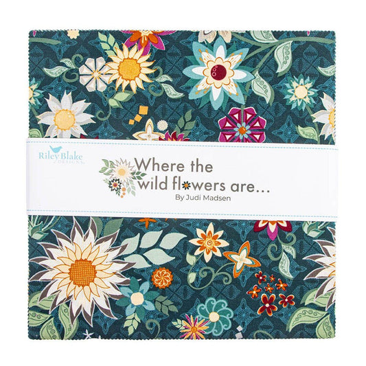 SALE Where the Wild Flowers Are 10" Stacker Floral Fabric - 10-18250-42 - 42-Piece Precut - Riley Blake Quilting Cotton Fabric