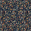 Image of Terrors of the Pleistocene Pleistocene Plants Navy quilting cotton fabric by Morris Creative Group for QT Fabrics. Features leaves on a blue background. Cute Little Fabric Shop.