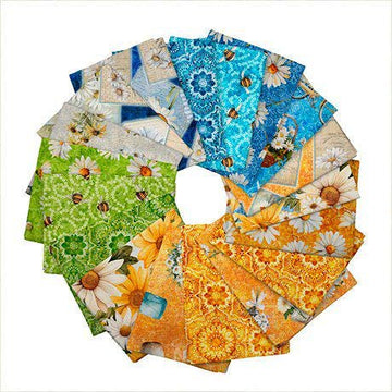 Daisy Delights Fat Quarter Bundle Floral Fabric - FATQU DADE 3PKD - 18-Piece Precut - QT Fabrics Quilting Cotton Fabric