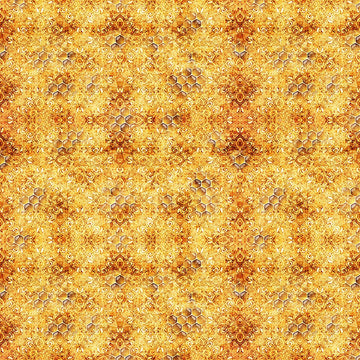 Image of Daisy Delights Bee Blender Orange quilting cotton fabric by Morris Creative Group for QT Fabrics. Features hexagons on an orange background. Cute Little Fabric Shop.