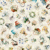 Image of Daisy Delights Daisy Garden Toss Cream quilting cotton fabric by Morris Creative Group for QT Fabrics. Features flowers on a cream background. Cute Little Fabric Shop.