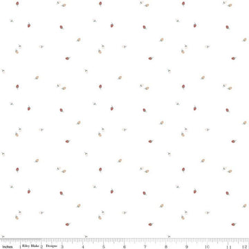 Image of Hush Hush 6 Bit of Berries White quilting cotton fabric by assorted designers for Riley Blake Designs. Features berries on a white background. Cute Little Fabric Shop.