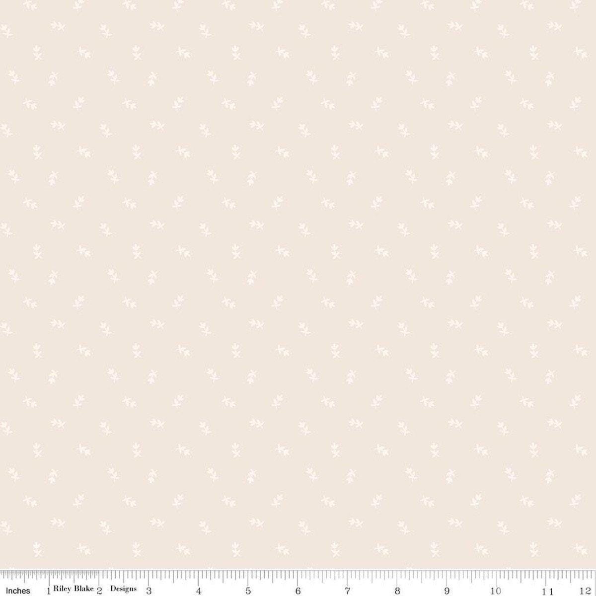 Image of Hush Hush 6 Wall Flower White quilting cotton fabric by assorted designers for Riley Blake Designs. Features flowers on a cream background. Cute Little Fabric Shop.
