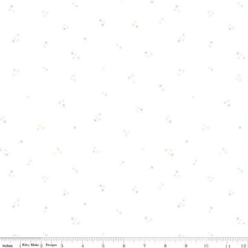 Image of Hush Hush 6 In Stitches White quilting cotton fabric by assorted designers for Riley Blake Designs. Features tiny xs on a white background. Cute Little Fabric Shop.