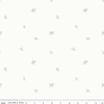 Image of Hush Hush 6 Petal Perfect White quilting cotton fabric by assorted designers for Riley Blake Designs. Features flowers on a white background. Cute Little Fabric Shop.