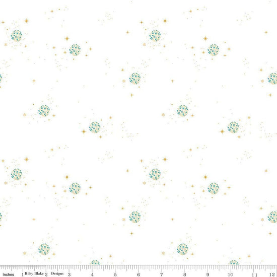 Image of Hush Hush 6 Total Reflection White quilting cotton fabric by assorted designers for Riley Blake Designs. Features stars on a white background. Cute Little Fabric Shop.