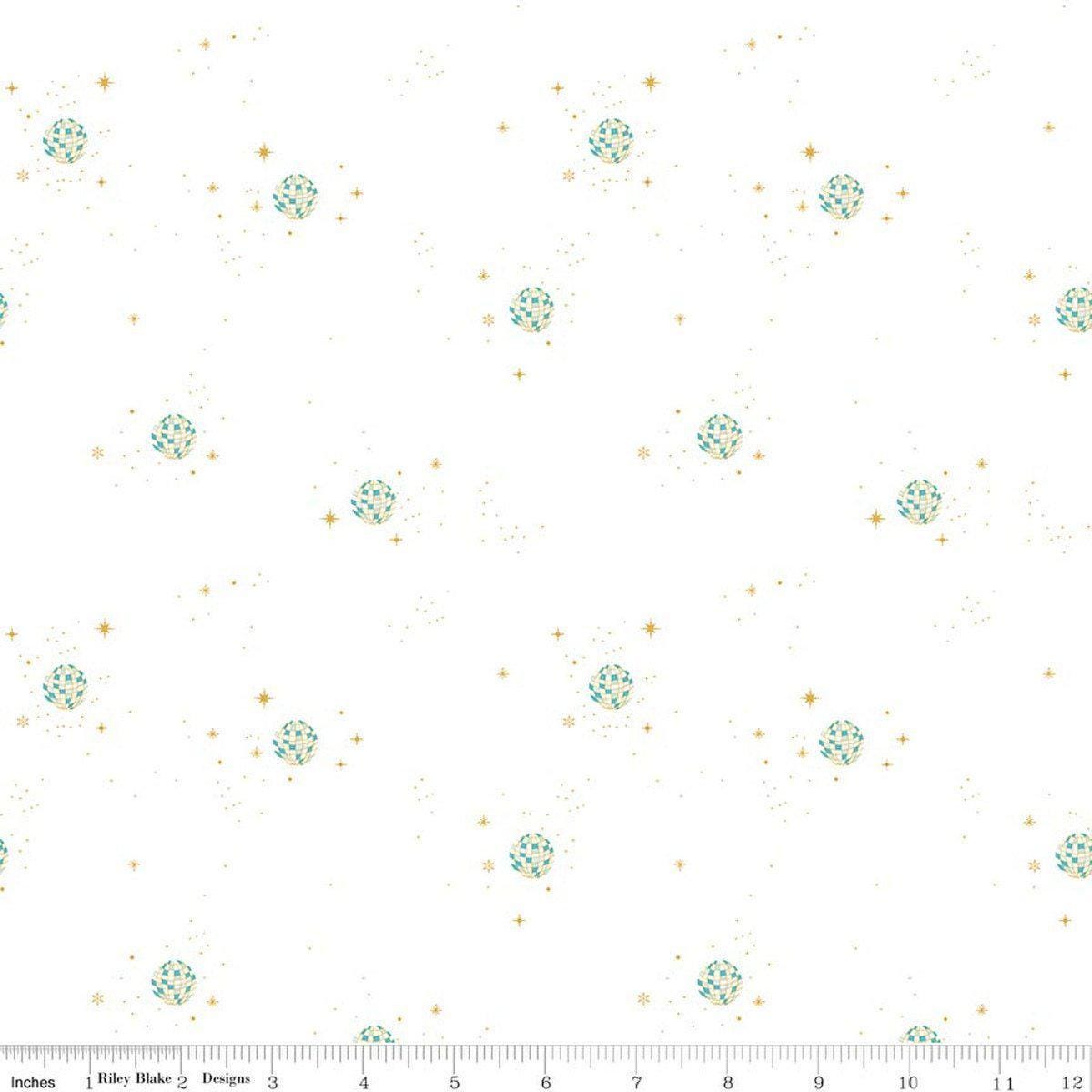 Image of Hush Hush 6 Total Reflection White quilting cotton fabric by assorted designers for Riley Blake Designs. Features stars on a white background. Cute Little Fabric Shop.