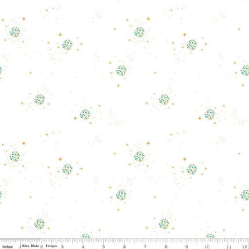 Image of Hush Hush 6 Total Reflection White quilting cotton fabric by assorted designers for Riley Blake Designs. Features stars on a white background. Cute Little Fabric Shop.