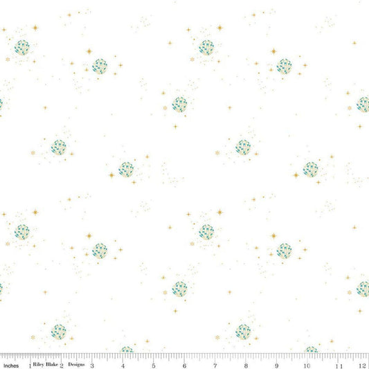Image of Hush Hush 6 Total Reflection White quilting cotton fabric by assorted designers for Riley Blake Designs. Features stars on a white background. Cute Little Fabric Shop.