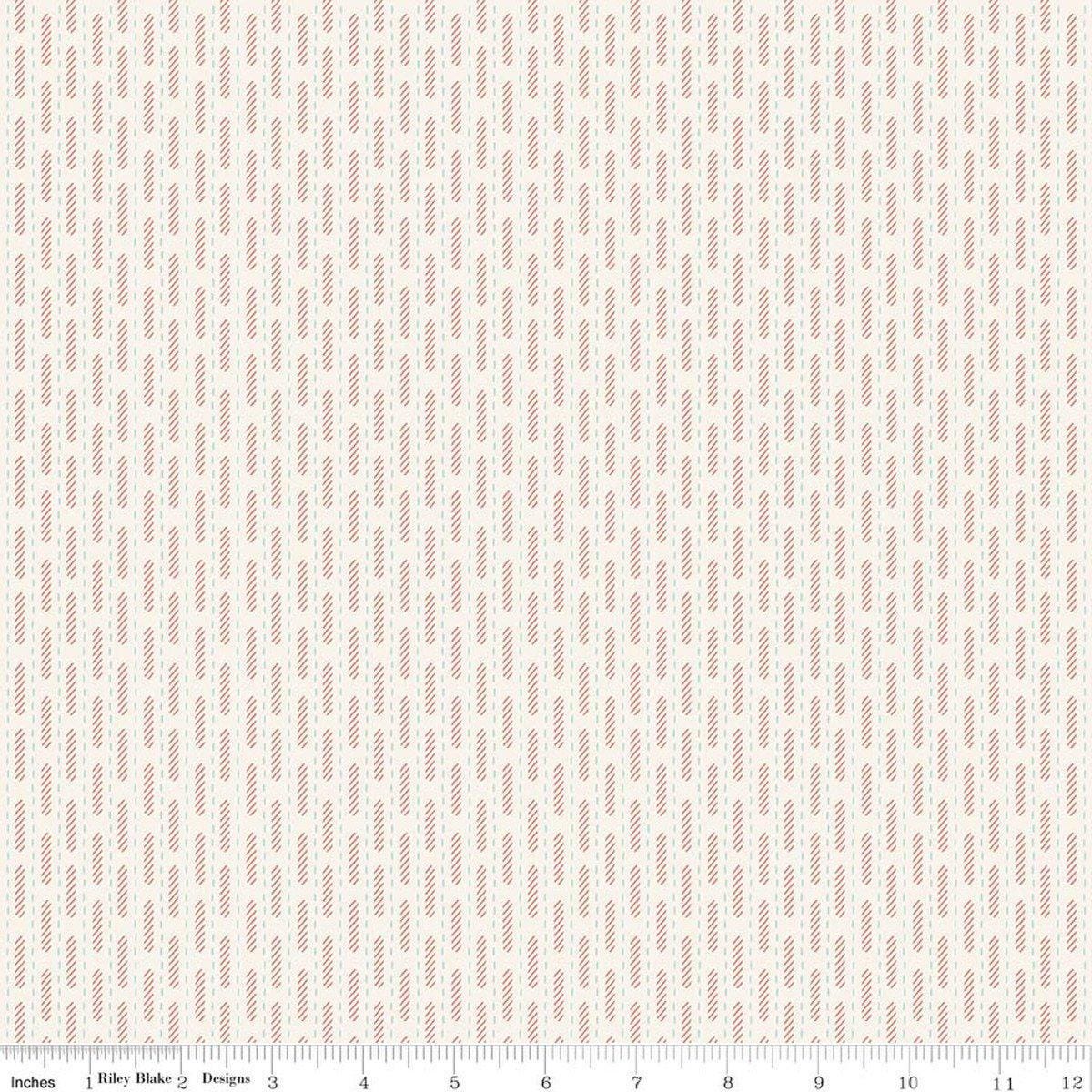 Image of Hush Hush 6 Toweling Off White quilting cotton fabric by assorted designers for Riley Blake Designs. Features a geometric pattern on a cream background. Cute Little Fabric Shop.