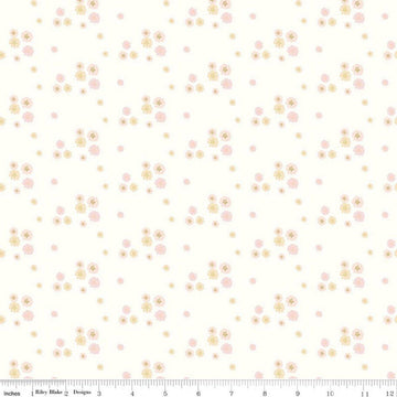 Image of Hush Hush 6 Grow for It! White quilting cotton fabric by assorted designers for Riley Blake Designs. Features flowers on a white background. Cute Little Fabric Shop.