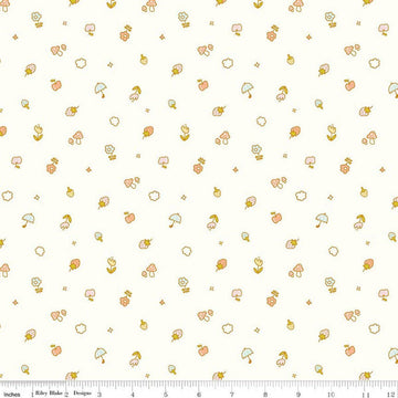 Image of Hush Hush 6 Tiny Wonders White quilting cotton fabric by assorted designers for Riley Blake Designs. Features plants on a white background. Cute Little Fabric Shop.