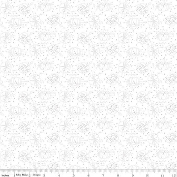 Image of Hush Hush 6 Thread Lightly White quilting cotton fabric by assorted designers for Riley Blake Designs. Features pincushions on a white background. Cute Little Fabric Shop.