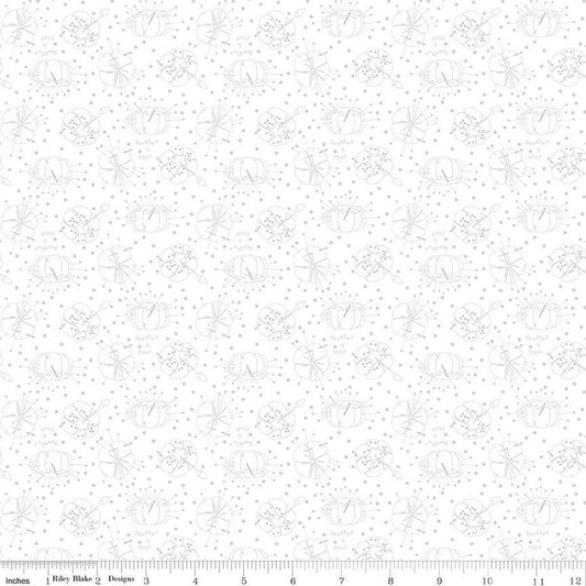 Image of Hush Hush 6 Thread Lightly White quilting cotton fabric by assorted designers for Riley Blake Designs. Features pincushions on a white background. Cute Little Fabric Shop.