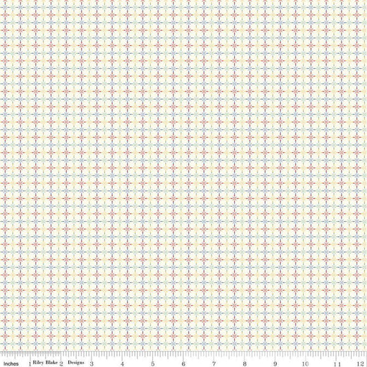 Image of Hush Hush 6 Star Crossed White quilting cotton fabric by assorted designers for Riley Blake Designs. Features a geometric pattern on a white background. Cute Little Fabric Shop.