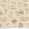 Image of Batiks Around the World London Toasted Almond quilting cotton fabric by Tara Reed for Riley Blake Designs. Features british food on a cream background. Cute Little Fabric Shop.
