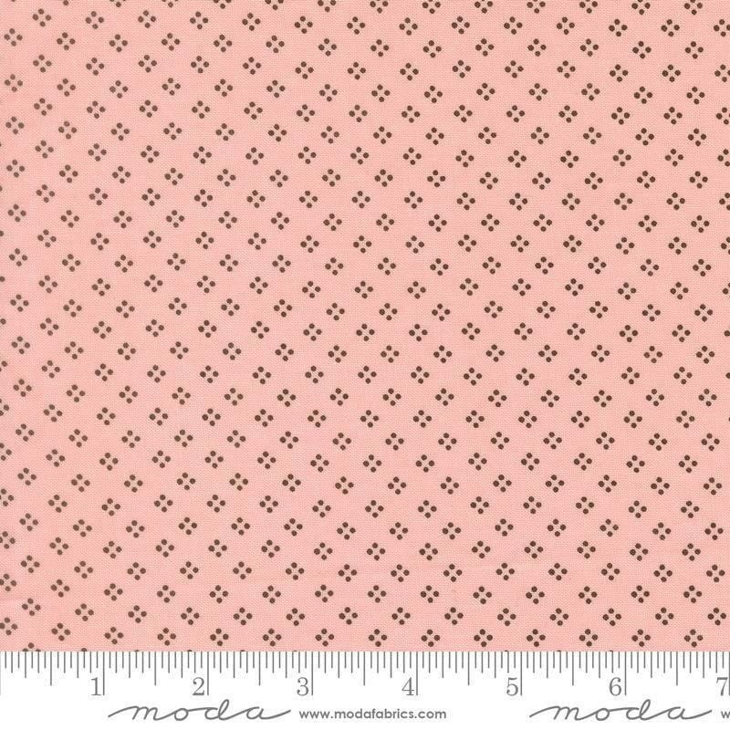 Image of Bug Collector Dot Dot Dot Petal Pink quilting cotton fabric by Sweetwater for Moda Fabrics. Features circles on a pink background. Cute Little Fabric Shop.