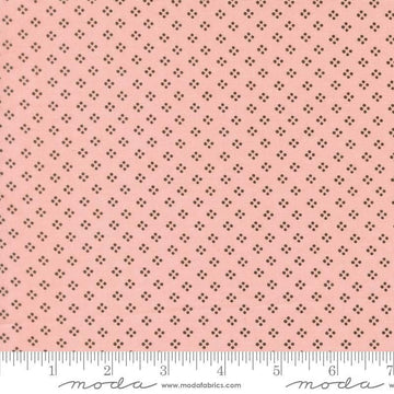 Image of Bug Collector Dot Dot Dot Petal Pink quilting cotton fabric by Sweetwater for Moda Fabrics. Features circles on a pink background. Cute Little Fabric Shop.
