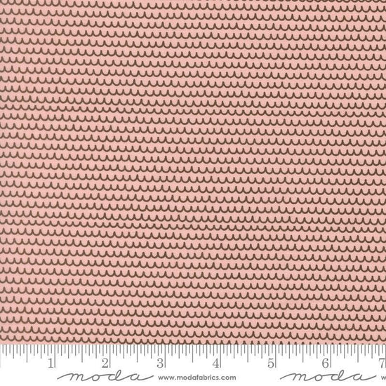 Image of Bug Collector Squiggles Blush quilting cotton fabric by Sweetwater for Moda Fabrics. Features lines on a pink background. Cute Little Fabric Shop.