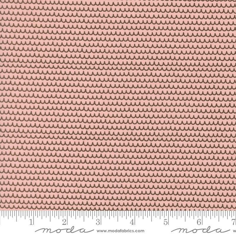 Image of Bug Collector Squiggles Blush quilting cotton fabric by Sweetwater for Moda Fabrics. Features lines on a pink background. Cute Little Fabric Shop.
