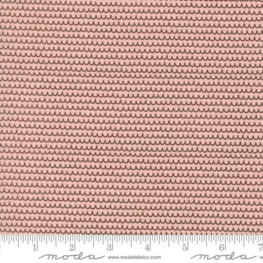 Image of Bug Collector Squiggles Blush quilting cotton fabric by Sweetwater for Moda Fabrics. Features lines on a pink background. Cute Little Fabric Shop.