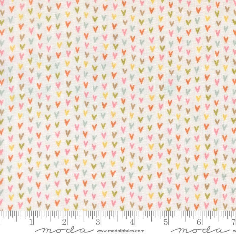 Image of Bug Collector Love Bug Cloud quilting cotton fabric by Sweetwater for Moda Fabrics. Features hearts on a white background. Cute Little Fabric Shop.