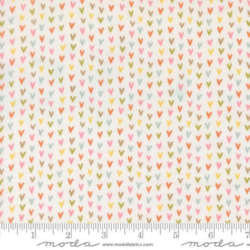 Image of Bug Collector Love Bug Cloud quilting cotton fabric by Sweetwater for Moda Fabrics. Features hearts on a white background. Cute Little Fabric Shop.